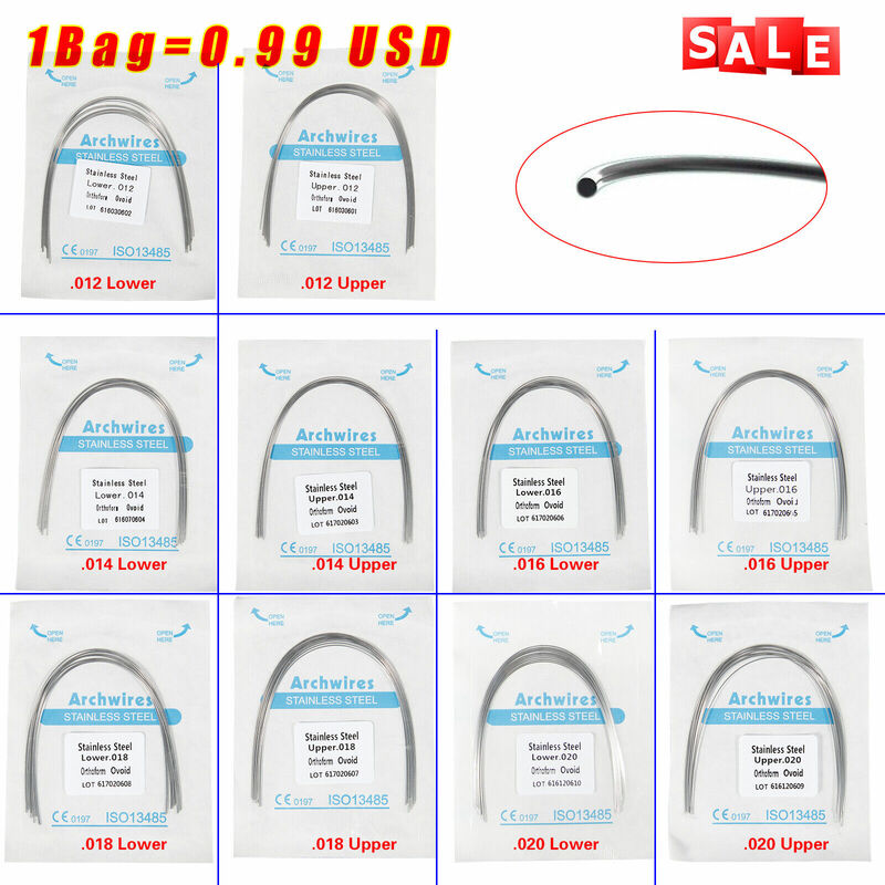 10Pieces/1Pack Dental Orthodontic Arch Wire Stainless Steel Round Use For Bracket Braces
