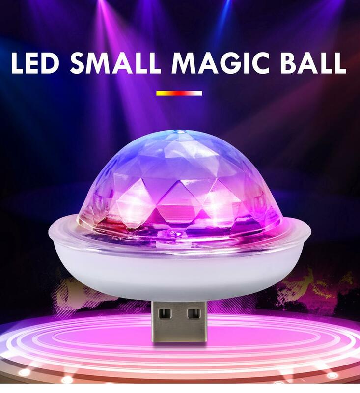 Lumière LED RGB Disco de scène, DC 5V USB, boule magique, lampe à commande vocale pour téléphone portable, décoration de fête en famille