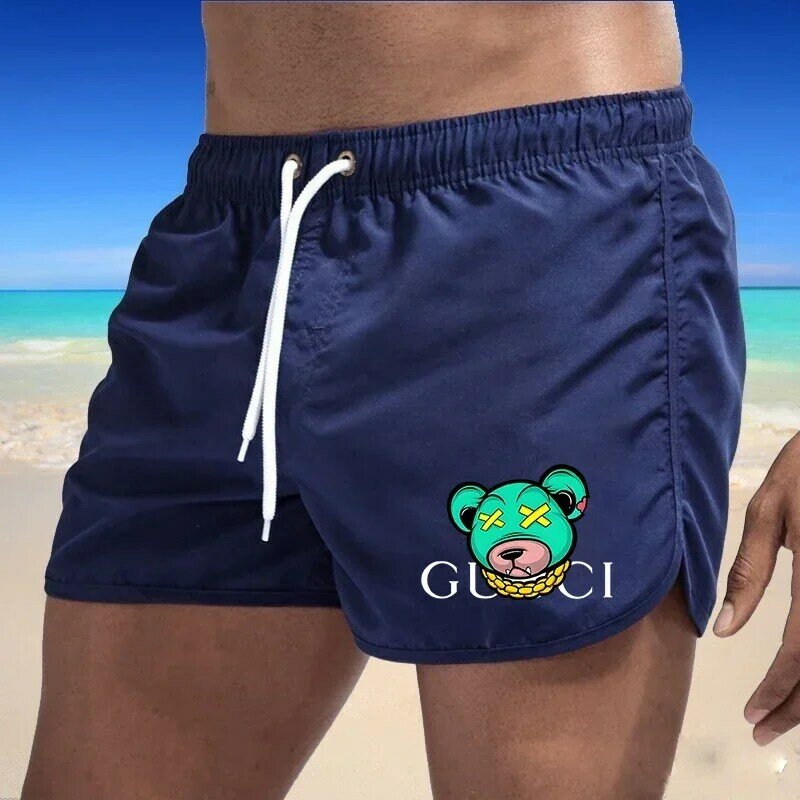 Summer Beach Shorts Movement Gym Surf Shorts Running Shorts Men's Swimwear Quick Dry Luxury Printed Bear