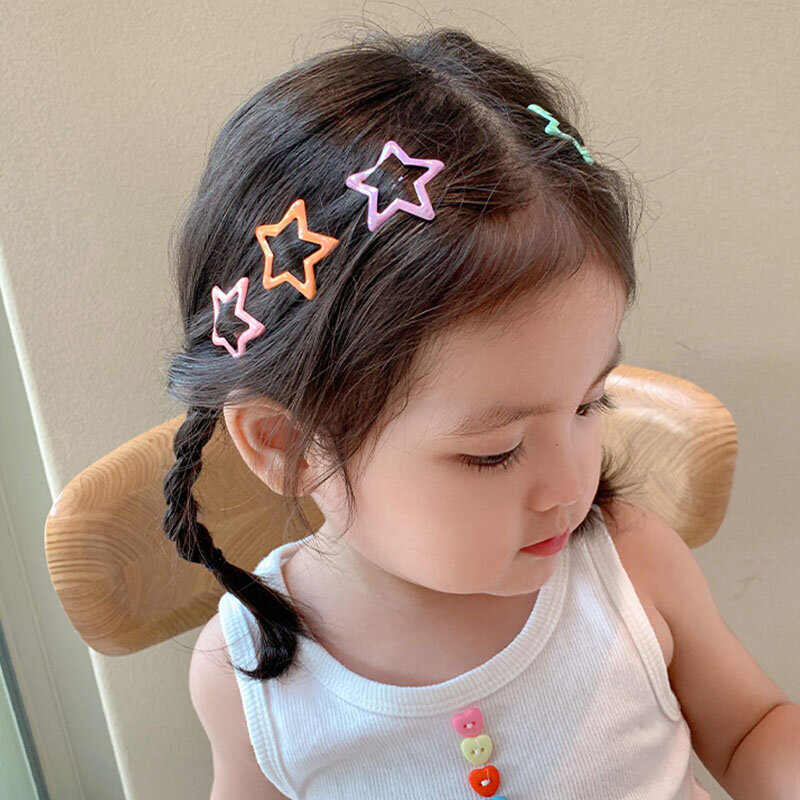 Colorido Star Hair Clips para meninas, forma de Waterdrop, lindo cabelo Decore, crianças Hairpins, acessórios para cabelo infantil, fofo, 10pcs por conjunto