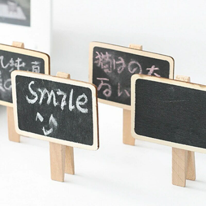 Klip papan tulis persegi, papan pesan kayu Mini, papan tulis memperhatikan 6.8*4.8cm, papan buletin belanja rumah tangga 1 ~ 10 buah