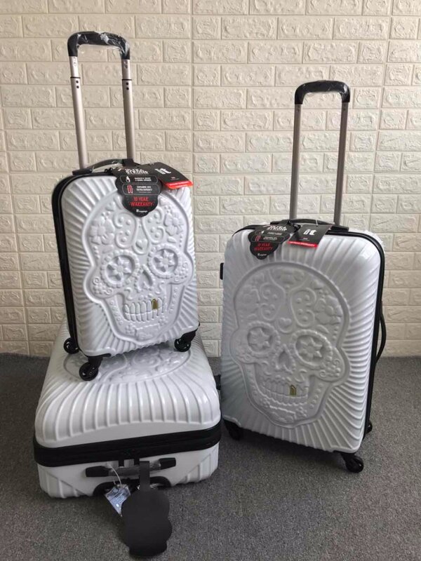 20 24 28 Inch Skull Luggage Famous Brand Travel Suitcase Original 3d Trunk Travel Luggage Cool Skull Suitcase