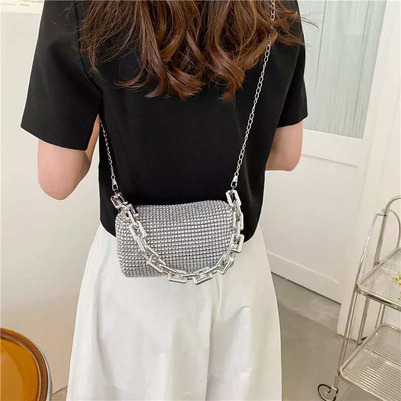 New Rhinestone Handbags For Women Clutch 2023 Diamonds Shoulder Bag Purse Ladies Female Crossbody Bag Shining Chain Crystal Tote