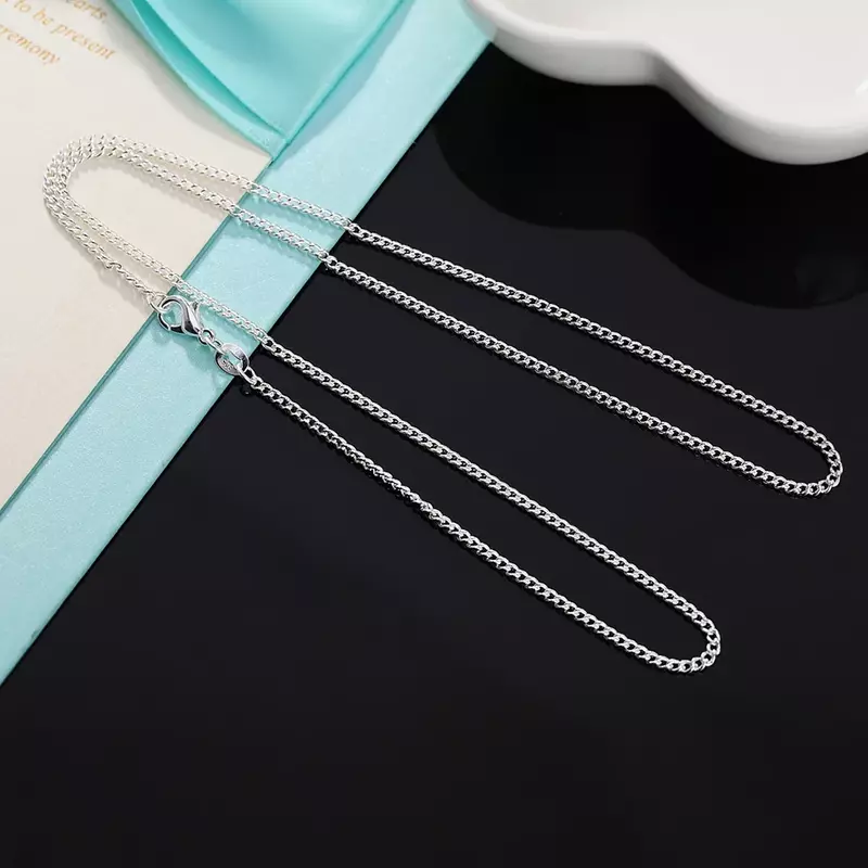 New 925 Sterling Silver Necklace 16/18/20/22/24/26/28/30 Inches 2MM String Chain for Women Men High Quality Jewelrys Gifts