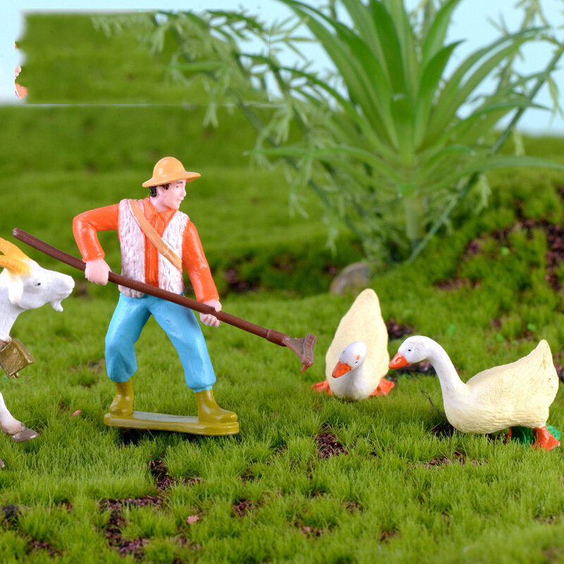 Mini Farm Livestock Figurine, modelo animal realista, cão, pato, galo, porco, ovelha, cavalo, simulação de escultura de aves domésticas, 1pc
