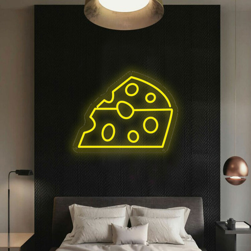 Cor e tamanho personalizados Cheese Neon Sign, Decoração de parede LED, Restaurante, Padaria, Cozinha, Loja, Presentes