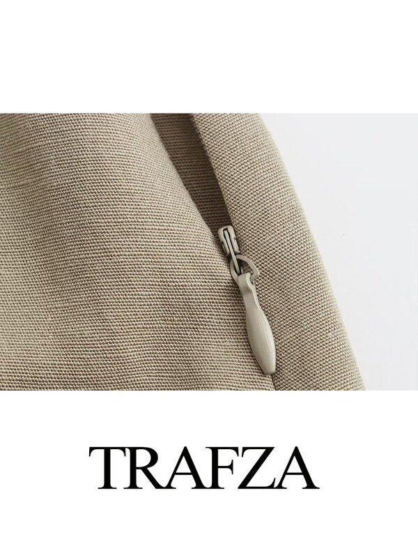 TRAFZA 여성용 하이웨이스트 지퍼 발목 길이 스커트, 트렌디한 단색 스커트, 하이 스트리트 스타일 트럼펫 스커트, 여름 패션
