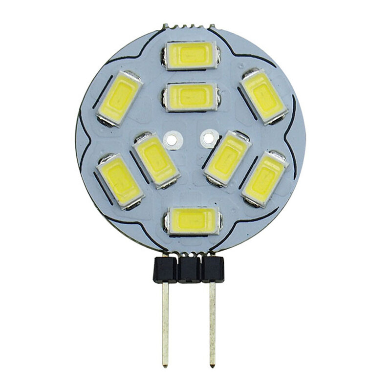 10 buah/lot G4 bohlam lampu LED 9 SMD 5730 AC 12V G4 bola lampu LED bi-pin dasar pengganti DC bohlam Halogen 20W, keren putih 6000K
