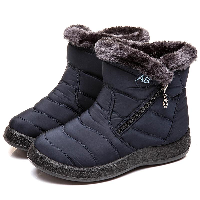 Bottes de neige imperméables pour femmes, bottes à plateforme en fourrure, chaussures à glissière pour dames, chaussures chaudes en peluche pour l'hiver, mode 2022
