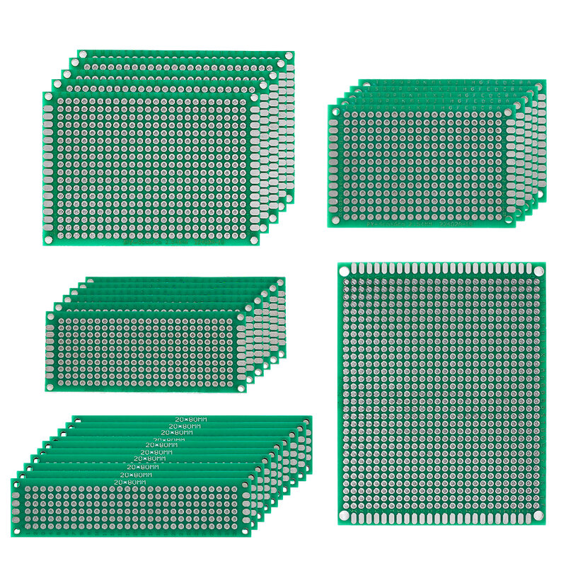 Kits de placa de circuito PCB de doble cara, 31 piezas, 2x8, 3x7, 4x6, 5x7, 7x9cm, proporciona la base para la placa de prototipo electrónica diy