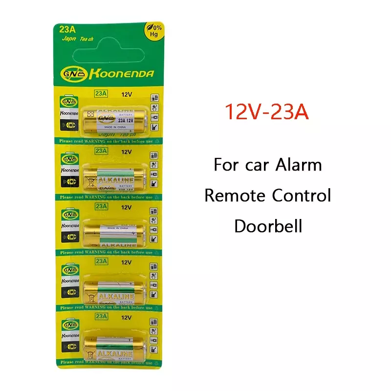 5PCS Dry Cell 12V Alkaline Battery 23A  A23 23GA A23S E23A  MS21 V23GA GP23A LRV08 For car Alarm Remote Control Doorbell