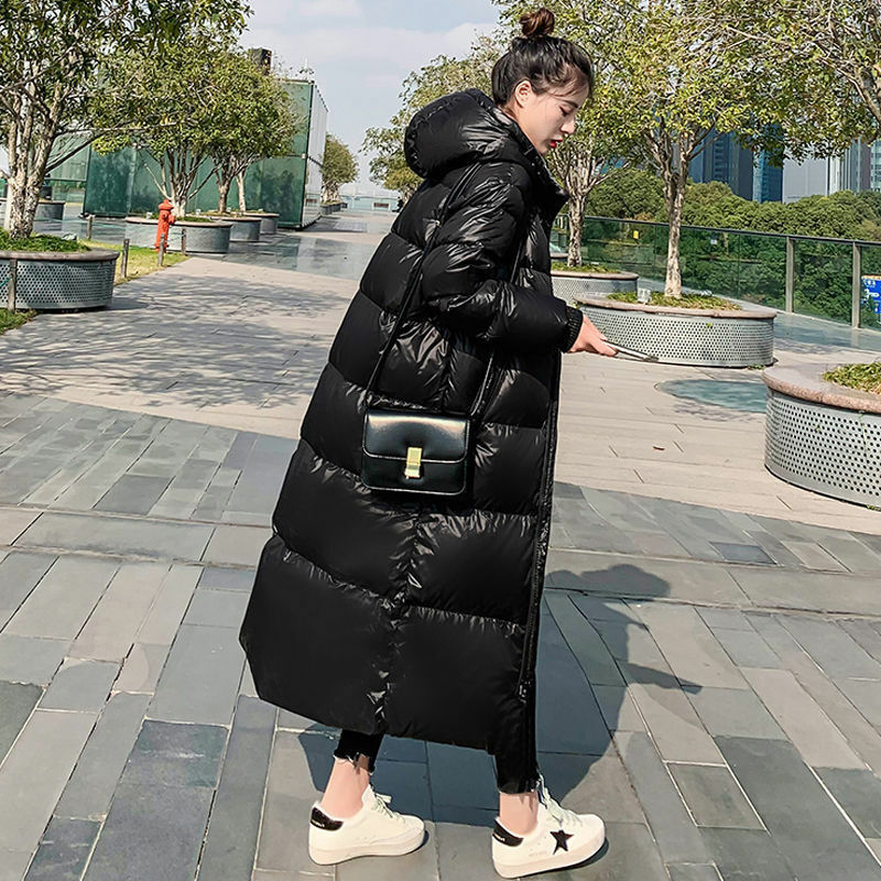 Jaqueta de couro feminina, casacos de penas quentes, jaquetas pretas coreanas, inverno, 2024