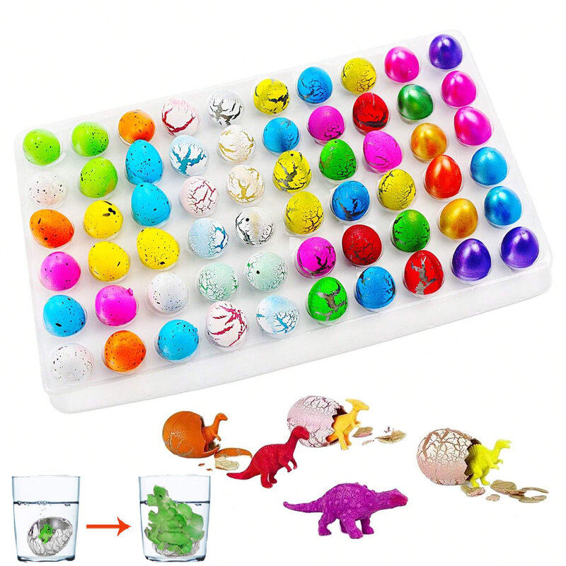 Huevos de dinosaurio de 60 piezas, cesta de Pascua que crece en el agua, Kits de Ciencia de grietas de huevo de eclosión, juguete novedoso, Regalos de Pascua (Color aleatorio)