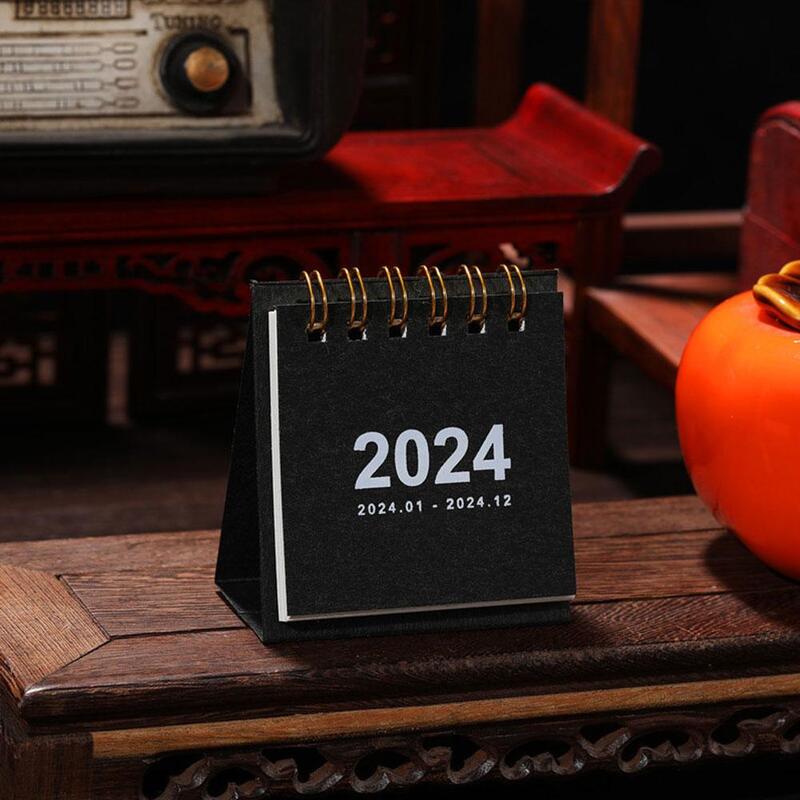 1 buah 2024 kreatif Mini merah kalender Desktop ornamen Retro portabel mode Memo kalender Bulanan dekorasi rumah Desktop Memo