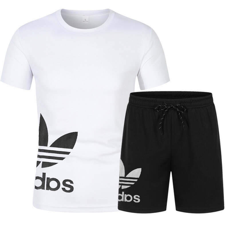 New summer men's super hot casual sportswear printed men's short sleeved T-shirt set