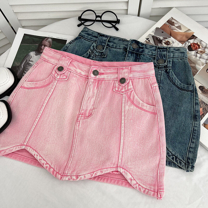 Jeans Skirts Hot girl retro and fashion all-matching Denim irregular high waist slim-fit skirt hip for women Faldas Clothes