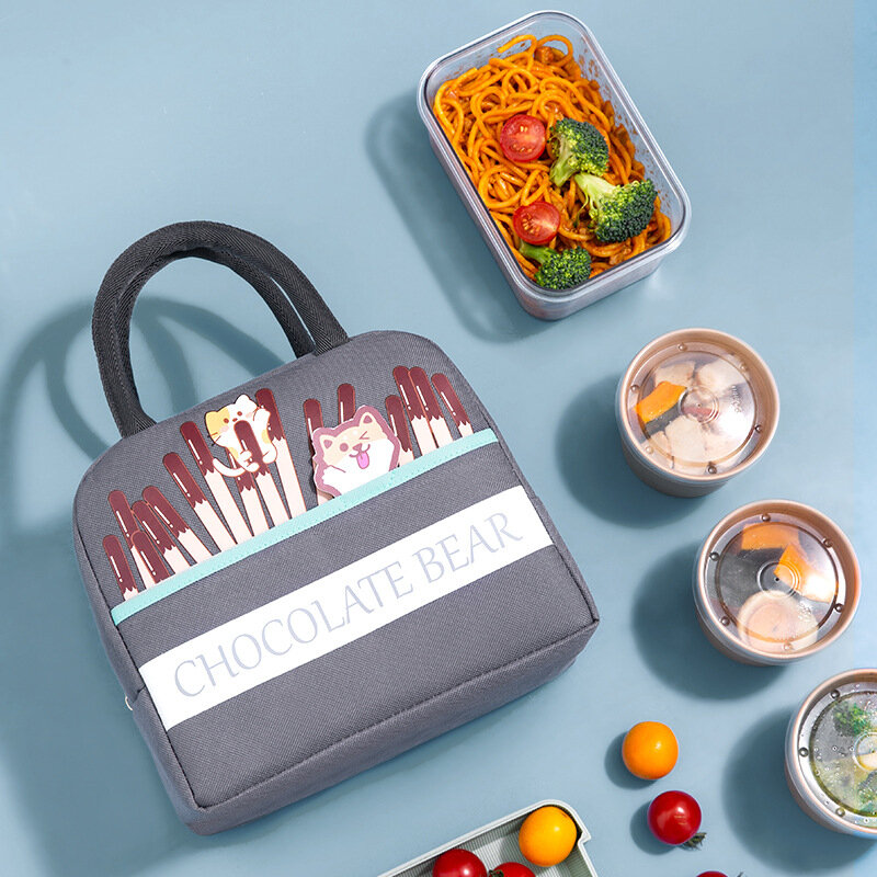 Borsa per il pranzo portatile scatola per il pranzo isolata termicamente impermeabile Bento Pouch borsa per l'isolamento della cena borsa per il pranzo carina addensata per studenti
