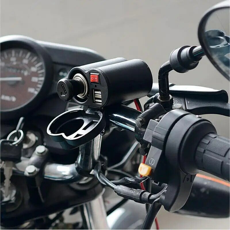 Soquete do isqueiro do cigarro da motocicleta, carregador do USB, impermeável, guidão do interruptor, espelho retrovisor, poder da braçadeira