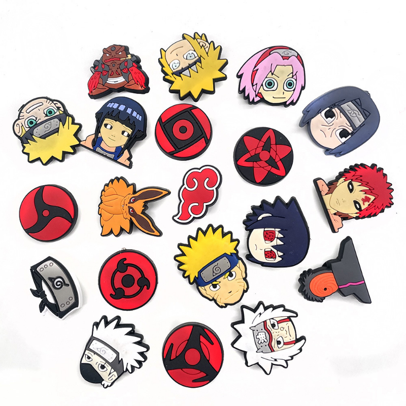 Naruto Anime Charms para Crianças, Crocs, Fivela Sapato, Kakashi, Sasuke, DIY Cartoon Charm, Acessórios de Natal, Presentes de Aniversário, 1pc