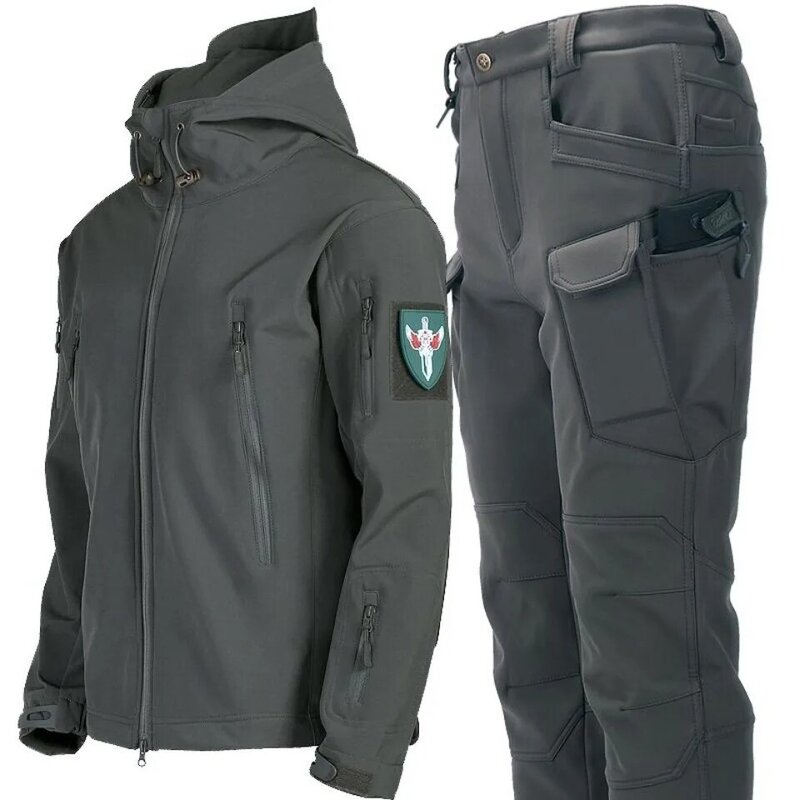 Veste et pantalon d'équitation Soft Shell pour hommes, vêtements de pêche, combinaison de ski, automne et hiver
