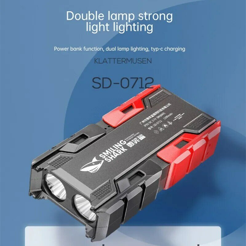 Senter LED Tersenyum Hiu Kecerahan Tinggi Jarak Jauh Isi Ulang Lampu Malam Berkuda Lampu Tahan Air Torch Lampu Senter Portable