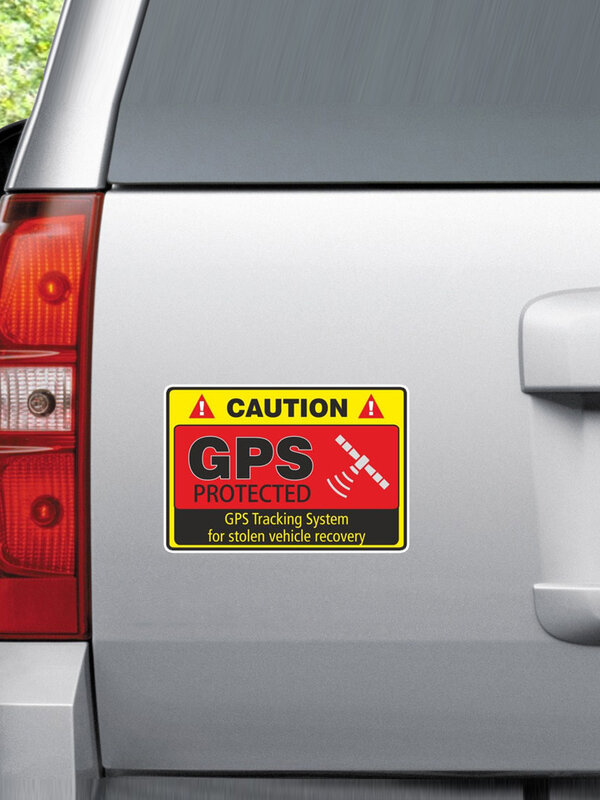V1655# 4X Warning Car Sticker Caution GPS Tracking System Protected Decal Waterproof Sunscreen Decal Motorcycles Decals 7x4cm
