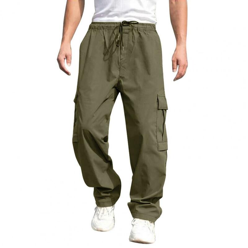 Pantalones de chándal para hombre, ropa de calle con múltiples bolsillos, cintura elástica, diseño de pierna ancha, cómodos y elegantes, uso diario