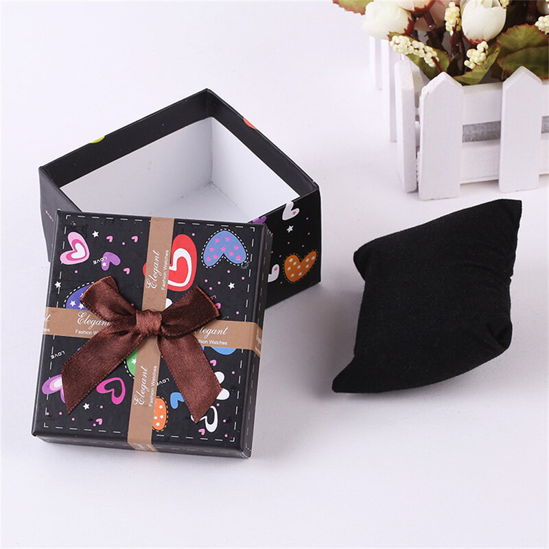 Ribbon Bow Cardboard Wrist Watch Organizer Square Paper Boxes For Necklace Ring Earring Jewelry Packing Valentine'S Day Gift Box