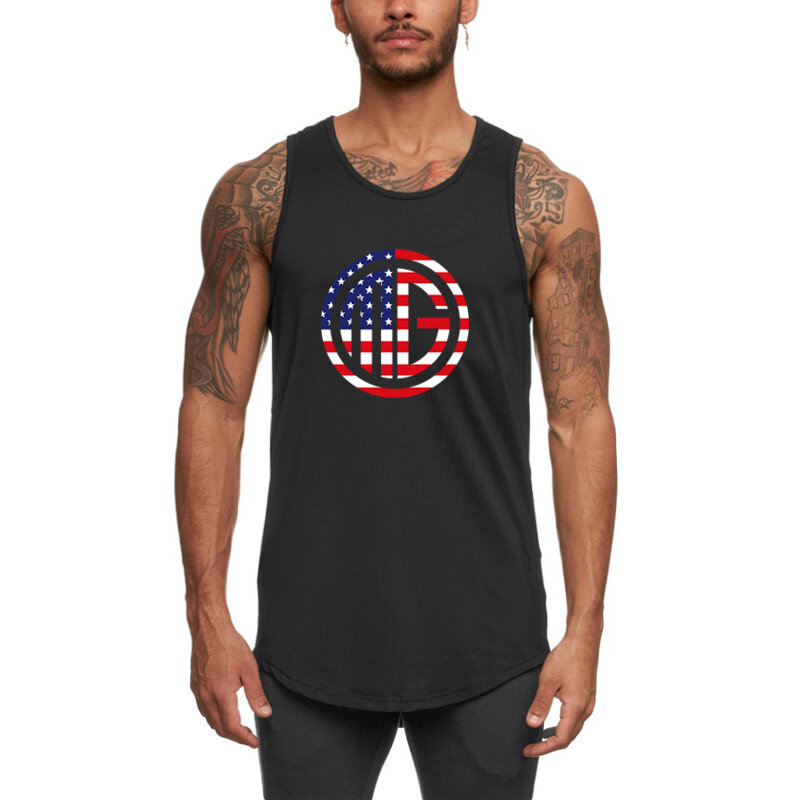 Gym Fitness Tank Top Men Casual Fashion Solid Print Vest Summer Sleeveless Breathbale Quick Dry Mesh Singlet Hip Hop Streetwear