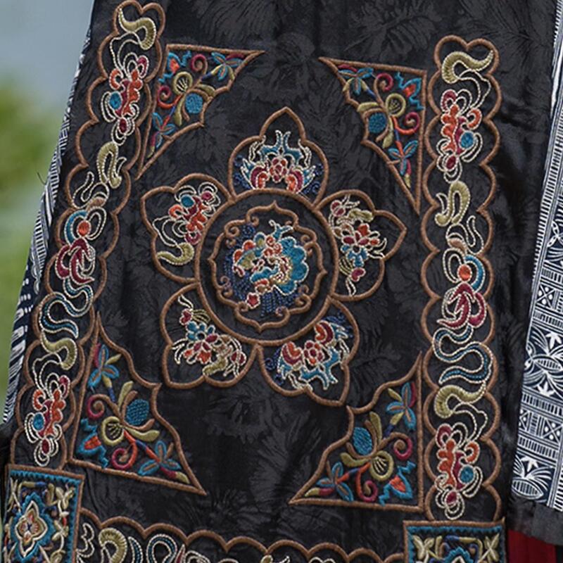 2024 Hanfu Kleid nationale Blumen stickerei ärmellose Sommerkleid Frauen Patchwork lockeres Kleid orientalisch elegant Volkstanz Kleid