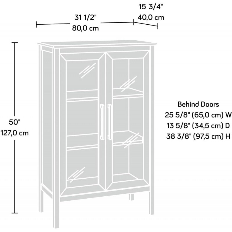 Sauder Anda Norr Display Pantry cabinets, L: 31.77" x W: 16.02" x H: 50.2", Slate Gray Finish