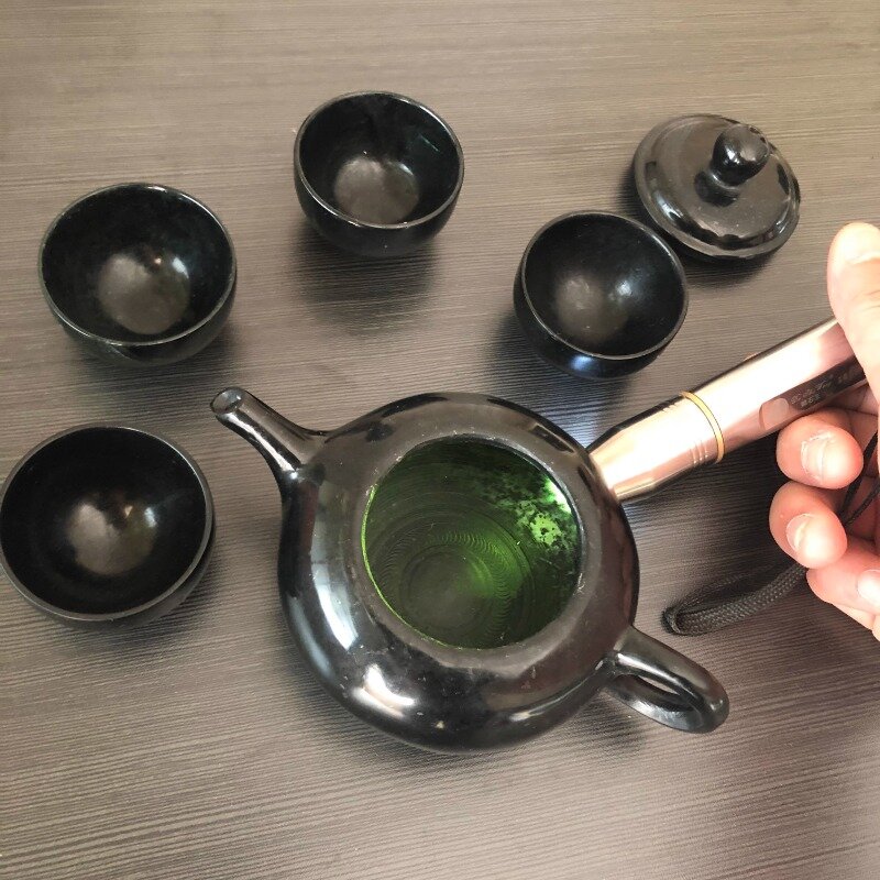 กาน้ำชาหินราชายาธรรมชาติหยกแบบแม่เหล็กใช้ในถ้วยกาแฟแก้วไวน์หยกเข้ม Okho