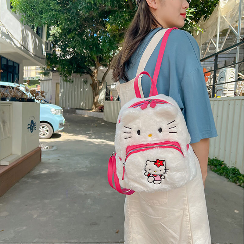 حقيبة ظهر مطبوع عليها رسوم كرتونية من Hello Kitty للفتيات ، حقيبة منفوشة لطيفة ، حقيبة تخزين صغيرة للأطفال ، حقيبة ظهر بكتف واحد ، موضة جميلة ، جديدة