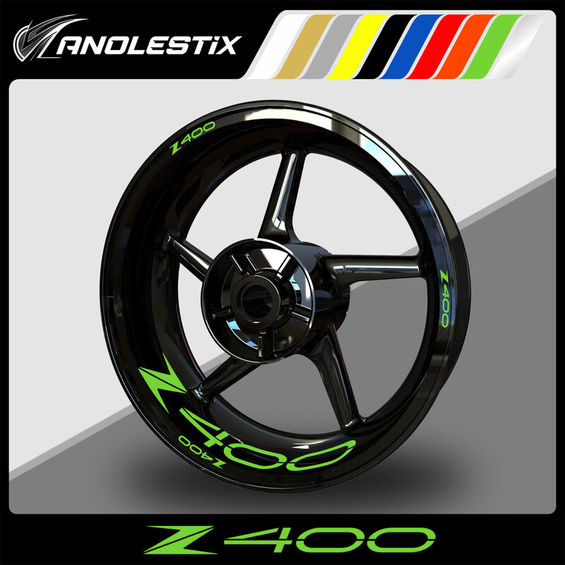 ملصق العجلة العاكسة للدراجات النارية من AnoleStix شريط لاصق بحافة لاصقة لتزيين كاواساكي Z400 2019 2020 2021 2022 2023
