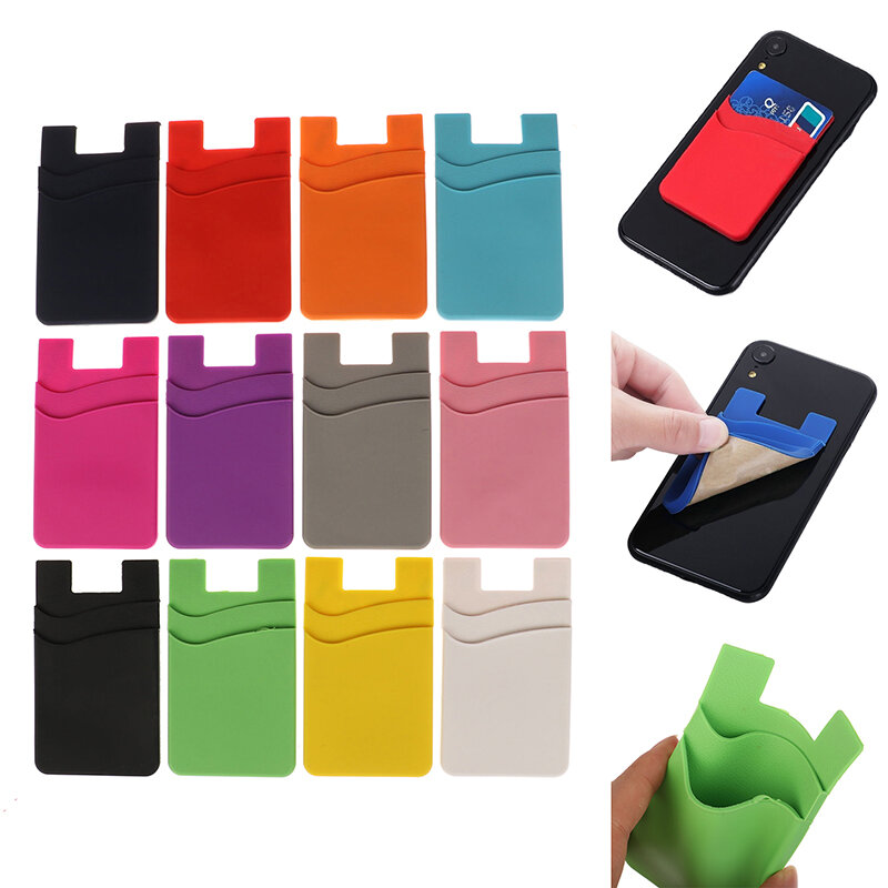 Samoprzylepna naklejka tylna obudowa telefonu portfel na karty kieszonkowy dwuwarstwowy silikonowy pokrowiec na telefon komórkowy tylna kieszeń karty etui na uchwyt