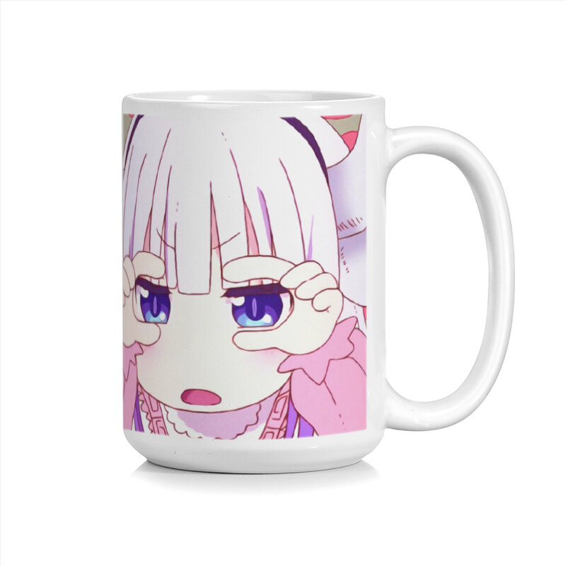 핑크 애니메이션 만화 소녀 귀여운 도자기 커피 머그잔, 차 컵, 우유 컵 선물, 음료 용기 커피웨어, 15oz/430ML