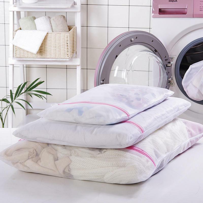 Borsa per bucato in rete borsa per lavaggio a rete resistente e riutilizzabile per borsa a rete per indumenti con cerniera per la pulizia della casa