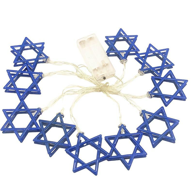 Hanukkah Star String Light Star Hanukkah LED Light Decoration riutilizzabile Star Hanukkah LED String Lights per comodino Window