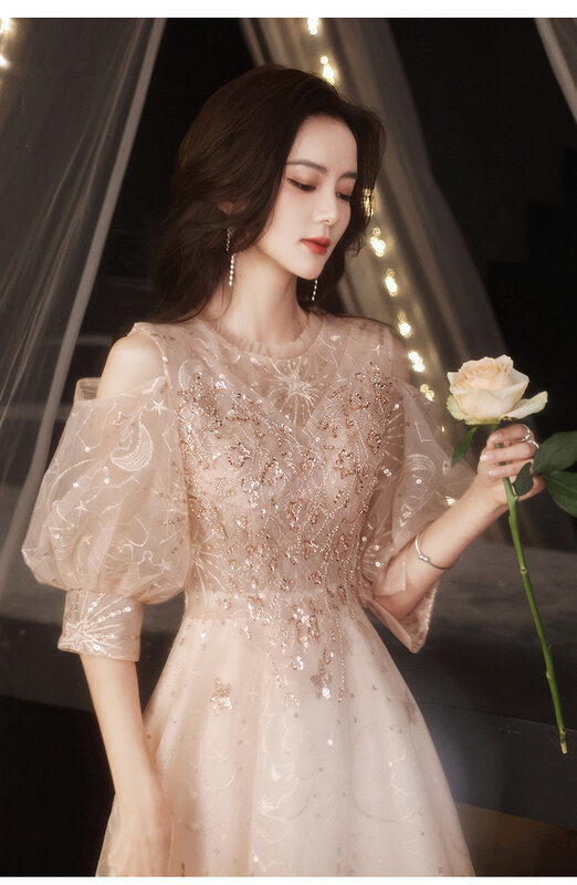 Qipao – robe de bal de mariage pour femmes, ligne a, épaules dénudées, Cheongsam, Sexy, col rond, célébrité, tenue de Banquet