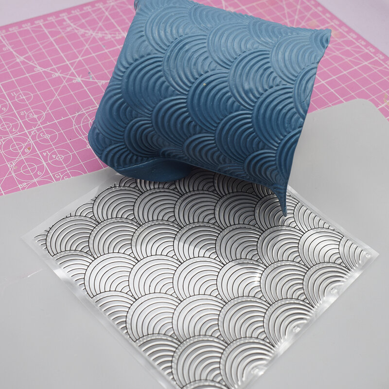 Wave Scale Pattern Polymer Clay Folha Textura, Grave Mat, Jóias DIY, Impressão clara Fazer Ferramentas