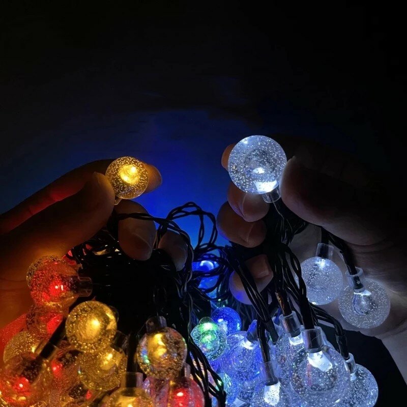 Guirxiété lumineuse solaire à 200 LED, étanche, globe en cristal, lumière dégradée, décoration de jardin, Noël, Ramadan, extérieur