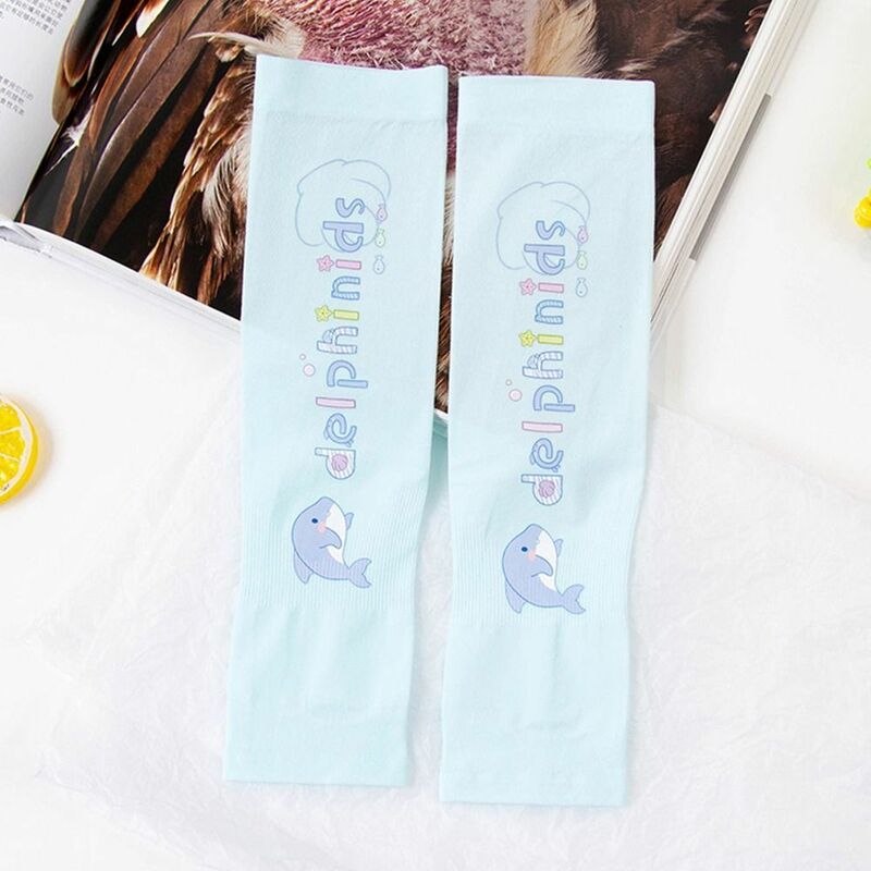 Summer Cute Cartoon Pattern Children Protective Arm Sleeves Breathable Ice Silk Sleeves Outdoor Sun UV Protection Hand Sleeves