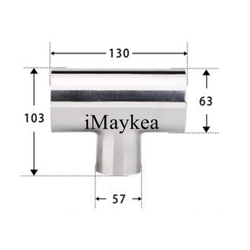 2-1/2" X 2-1/4" Stainless Steel 304 Welding OD 63 X 57mm Sanitary Reducer Tee 3 Way Pipe Fitting