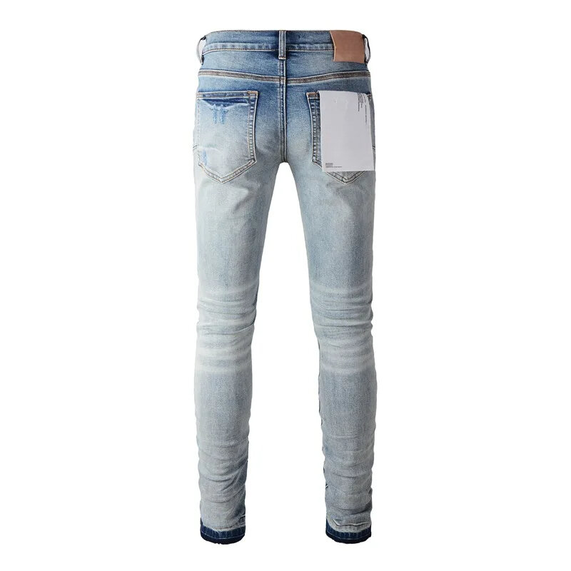 Jeans di marca ROCA viola di alta qualità con toppe con foro invecchiato riparazione di moda pantaloni Skinny in Denim a vita bassa taglia 28-40