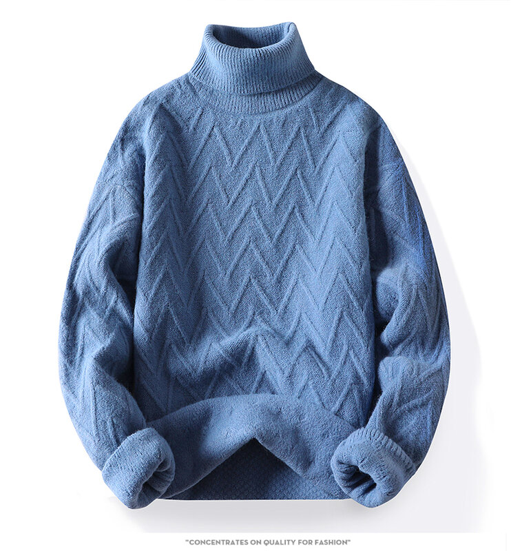 Suéter de cuello alto para hombre, jerséis de lana de alta calidad, a la moda, talla grande, M-3XL, novedad de otoño e invierno, 2023