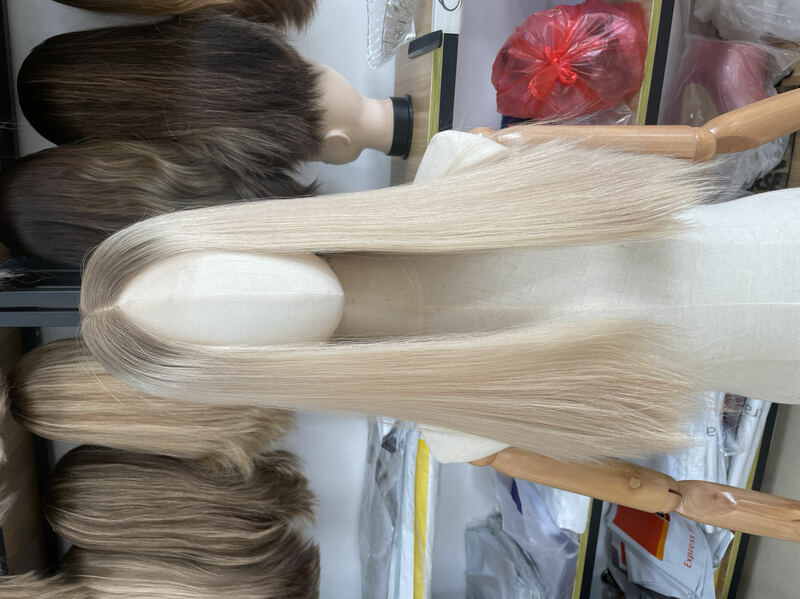 Yelin Blonde Pruik Met Asy Roots Joodse Kanten Top Pruiken Europese 100% Menselijk Haar Natuurlijke Slik En Zachte Koosjere Mode Pruiken