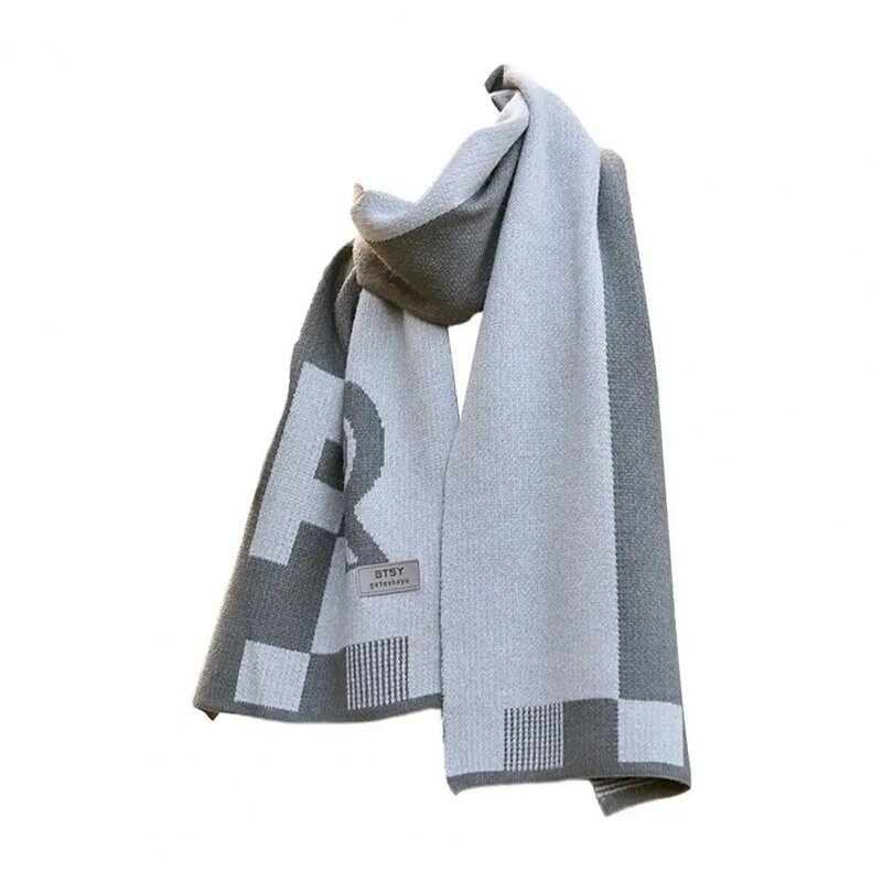 남성용 겨울 긴 스카프, 두꺼운 니트, 방풍, 방한 기능, 긴 와이드 컬러 매칭, 따뜻함