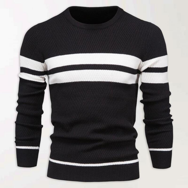 2023 Winter hochwertige Mode Streifen Pullover für Männer dicke warme Pullover Herren O-Ausschnitt Basic lässig schlanken bequemen Pullover