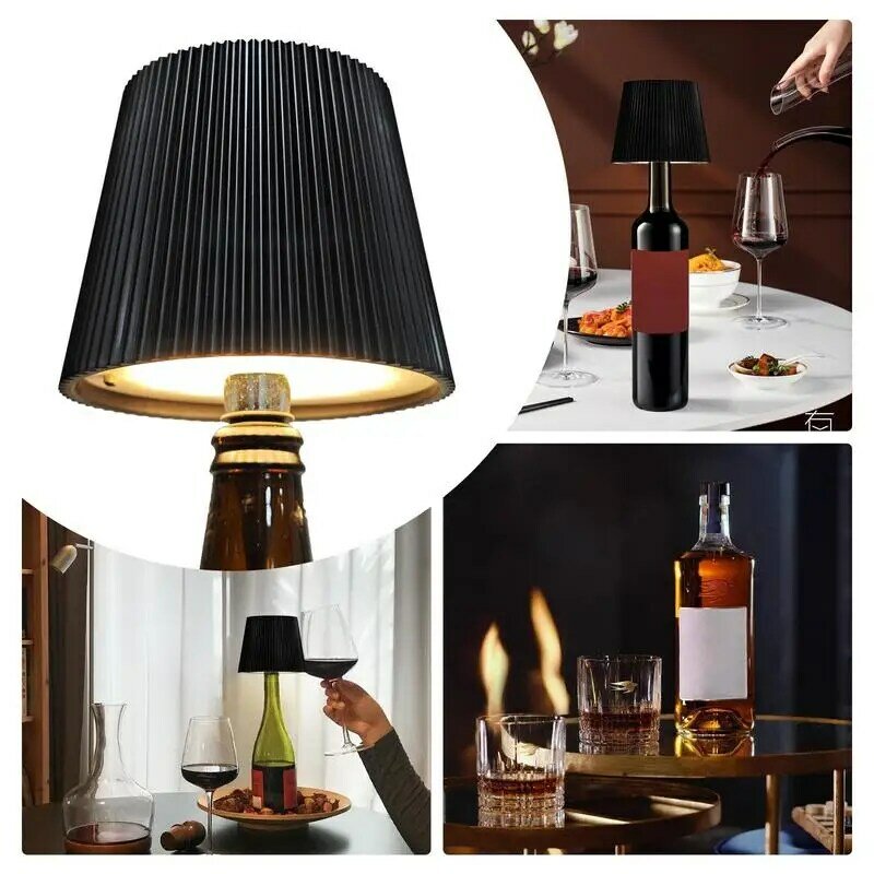 Lámpara LED para botella de vino, luz nocturna de atenuación de 3 colores, recargable, Control táctil, portátil, escritorio