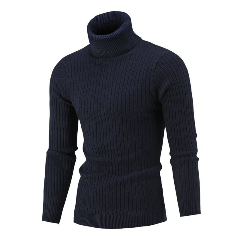Suéter a rayas de cuello alto para hombre, suéter informal cálido de color sólido, 14 colores, novedad de otoño e invierno